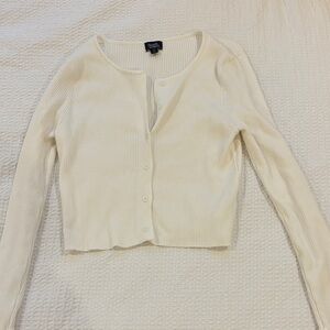 Cream Ribbed Cardigan